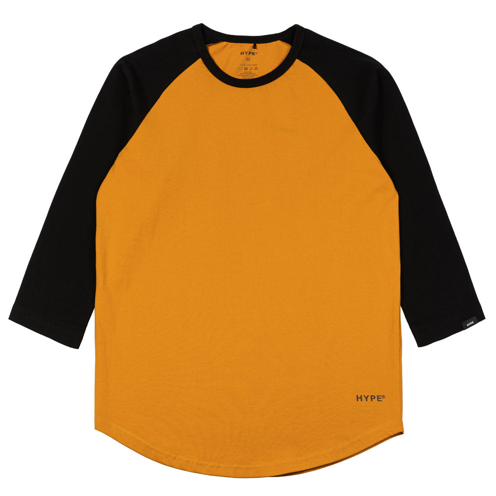 black and orange raglan shirt