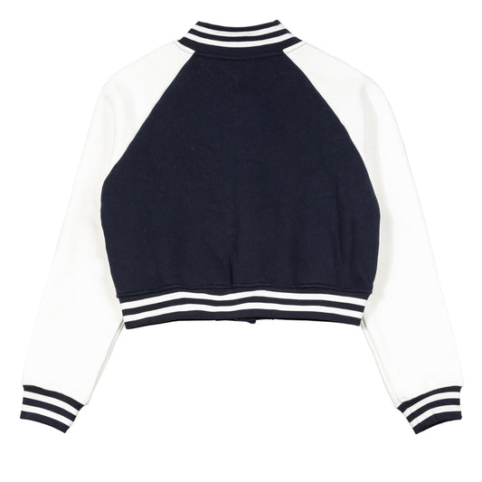Hype Girl Betsy Cropped Varsity Jacket | Navy