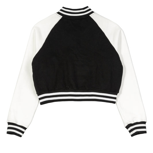 Hype Girl Betsy Cropped Varsity Jacket | Black