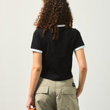 Old English Ringer Ladies Crop Top