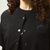 Black Beauty Tapped Ladies Crop Varsity Jacket