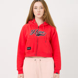 Signature Letter Ladies Zip Crop Hoodie