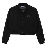 Black Beauty Tapped Ladies Crop Varsity Jacket