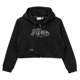 Signature Letter Ladies Zip Crop Hoodie