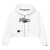 Signature Letter Ladies Zip Crop Hoodie