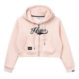 Signature Letter Ladies Zip Crop Hoodie