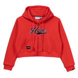 Signature Letter Ladies Zip Crop Hoodie