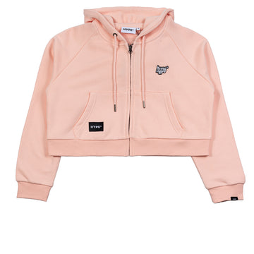 Hype Girl Brat Zip Up Crop Hoodie | Pink