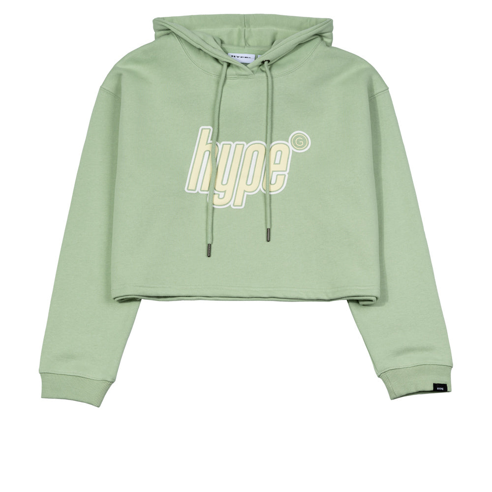Hype Girl Brat Crop Pullover Hoodie | Green