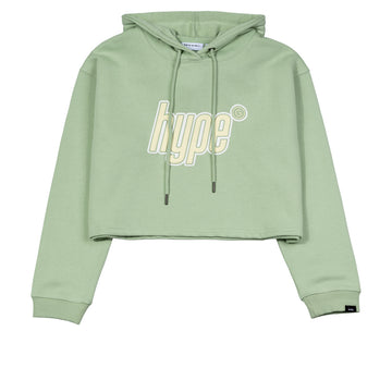 Hype Girl Brat Crop Pullover Hoodie | Green